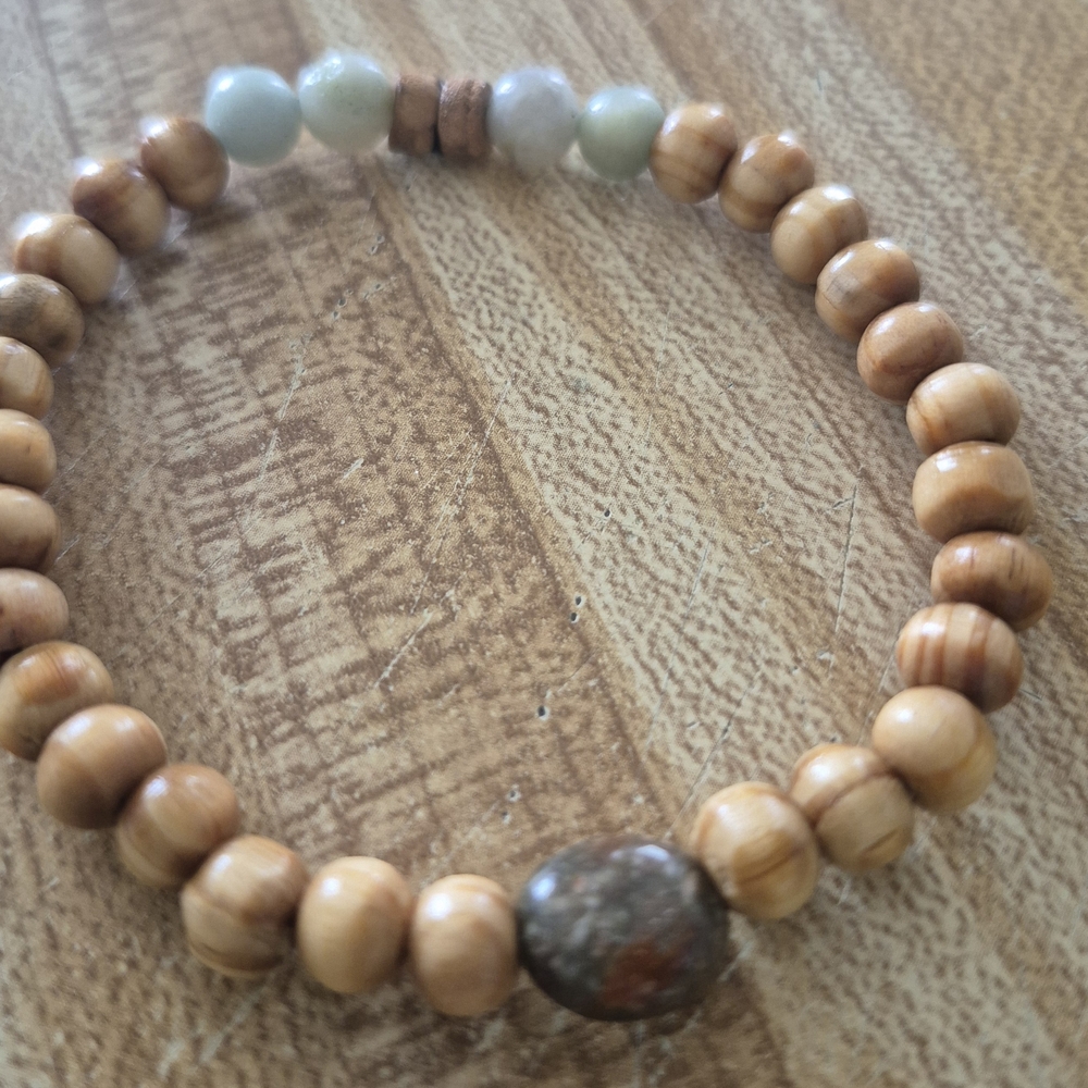 Handmade Set Of Natural Anicent Amazonite Stones and Tibetan Braclet! - Picture 6 of 11